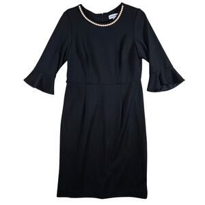 Shelby & Palmer Dress Women 12 Black Pearl Neckline Midi Cocktail Career Elegant